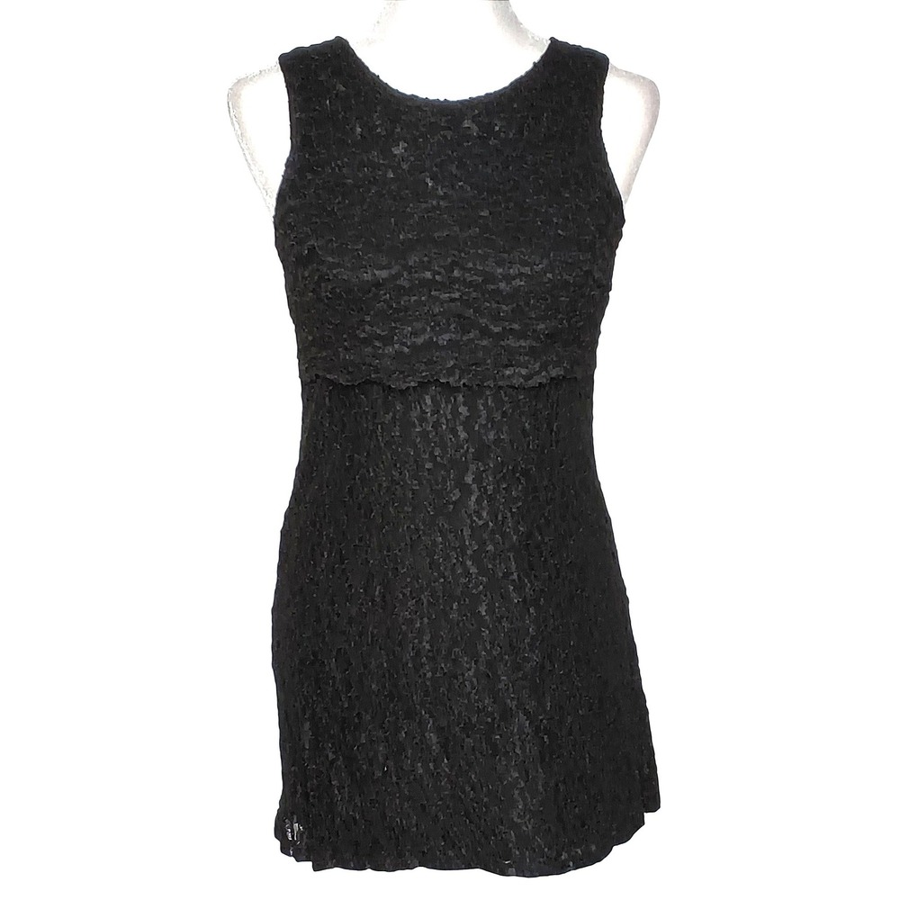 Vintage My Michelle Lace Mini Dress Women Size 7/8 Black Sleeveless Tiered 90s